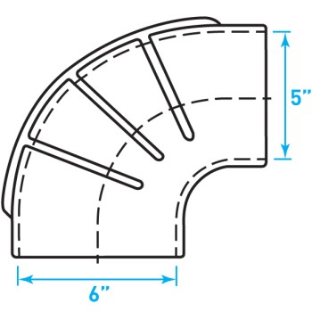 Air Intake 90º Rubber Reducing Elbow - 6" / 5"